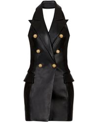 Balmain - Vestido con cuello halter - Lyst