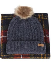 Barbour - Set Berretto E Sciarpa Con Pompon - Lyst