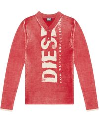 DIESEL - Printed Wool Jumper With Logo - Lyst