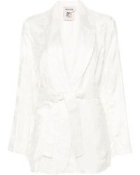 Semicouture - Patterned-jacquard Belted Blazer - Lyst