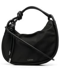 Sac à main à design noué Synthétique Ganni en coloris Noir Femme Sacs avec poignée sur le dessus Sacs avec poignée sur le dessus Ganni 