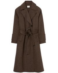 Claudie Pierlot - Mid-Length Checked Belted Coat - Lyst