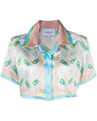 Casablancabrand - Ping Pong Silk Cropped Shirt - Lyst