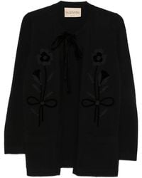 Valentino Garavani - Floral-Applique Bow-Fastening Cardigan - Lyst