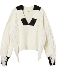 Twinset - Myfo Fringes Cable-Knit Sweater - Lyst