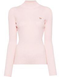 Maison Kitsuné - Embroidered Logo Knitted Top - Lyst