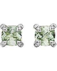 David Yurman - Petite Chatelaine Ohrstecker mit Prasiolith und Diamanten 6mm - Lyst