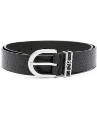 Calvin Klein - Debossed Logo-print Leather Belt - Lyst