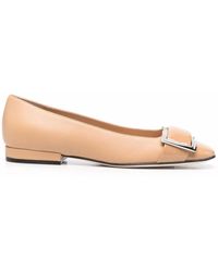 Sergio Rossi - Buckle-detail Leather Ballerina Shoes - Lyst