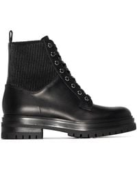 Gianvito Rossi - Stivaletto Basso Stringato In Pelle Nera - Lyst
