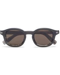 ZEGNA - Occhiali Da Sole Tondi A Righe - Lyst