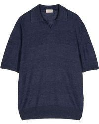 Altea - Chevron-knit Linen-blend Polo Shirt - Lyst
