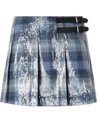 Pinko - Mini Skirt With Check Pattern And Sequins - Lyst