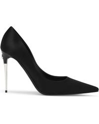 Dolce & Gabbana - Leather High Heels With Silvertone Logo - Lyst