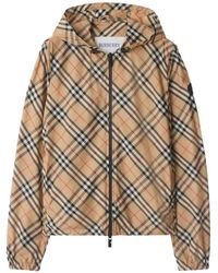 Burberry - チェック フーデッドジャケット - Lyst