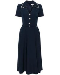 Nissa - Robe Mi-Longue Ceinturée À Col V - Lyst