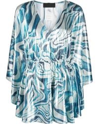 Alberta Ferretti - Swirl Print Flared Sleeve Top - Lyst
