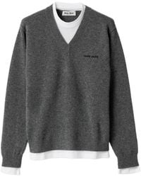 Miu Miu - Layered-Effect V-Neck Sweater - Lyst