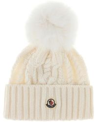 Moncler - Cable-Knit Pom-Pom Beanie Hat - Lyst