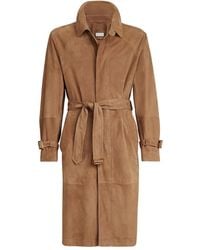 Brunello Cucinelli - Suede Belted Coat - Lyst