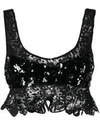 Cynthia Rowley - Floral-lace Sequinned Tank Top - Lyst