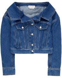 McQueen - オープンカラー デニムジャケット - Lyst