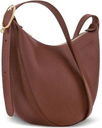 Longchamp - Small Le Foulonné Grained-Leather Crossbody Bag - Lyst