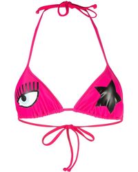 Chiara Ferragni - Graphic-Print Halterneck Bikini Top - Lyst