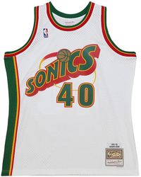 Mitchell & Ness - Camiseta Swingman Hardwood Classics Shawn Kemp Seattle SuperSonics "White" 1995/96 - Lyst