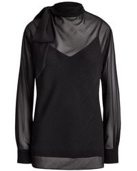 Ralph Lauren - Sheer Pinstripe-Pattern Blouse - Lyst