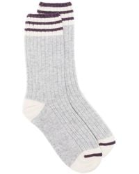 Brunello Cucinelli - Striped Ribbed-Knit Cashmere Socks - Lyst