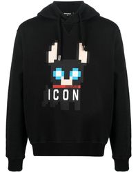 DSquared² - Icon-print Cotton Hoodie - Lyst