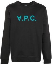 A.P.C. - Logo-flocked Cotton Sweatshirt - Lyst