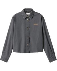 Miu Miu - Logo-Embroidered Button-Up Shirt - Lyst