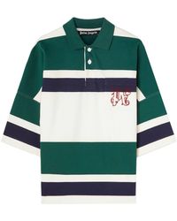 Palm Angels - Monogram-embroidered Striped Polo Shirt - Lyst