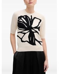 DKNY - Haut À Fleurs En Intarsia Et Manches Courtes - Lyst