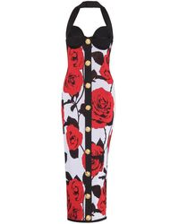 Balmain - Floral-jacquard Knit Midi Dress - Lyst