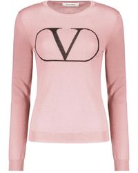 Valentino Garavani - Logo-Detail Ribbed Sweater - Lyst