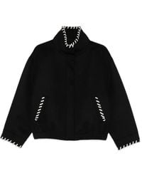 Sandro - Jacket With Topstitched Details - Lyst