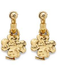 Saint Laurent - Cassandre Clover-Charm Hoop Earrings - Lyst