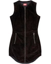 DIESEL - Zip-Front Corduroy Mini Dress - Lyst