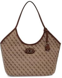 Guess - Samantha Monogram-Print Logo-Plaque Tote Bag - Lyst