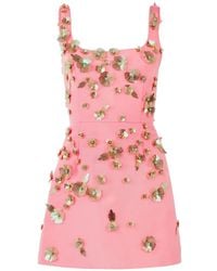 Carolina Herrera - Floral-Embellished Mini Dress - Lyst