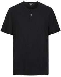 James Perse - Camiseta De Algodón Con Cuello Henley - Lyst