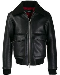 DSquared² Shearling Aviator Jacket - Black