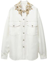 Versace - Embroidered Cotton-Poplin Shirt - Lyst
