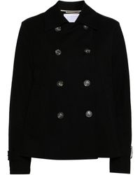 Harris Wharf London - Double-breasted Twill Cropped Coat - Lyst