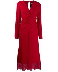 Self-Portrait Jurk Met Gesmockt Detail - Rood
