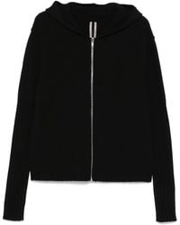 Rick Owens - Pull Zippé En Maille Nervurée Et Capuche - Lyst