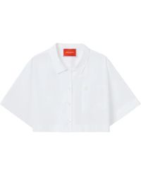 La DoubleJ - Cropped Blouse Met Geborduurde Zak - Lyst